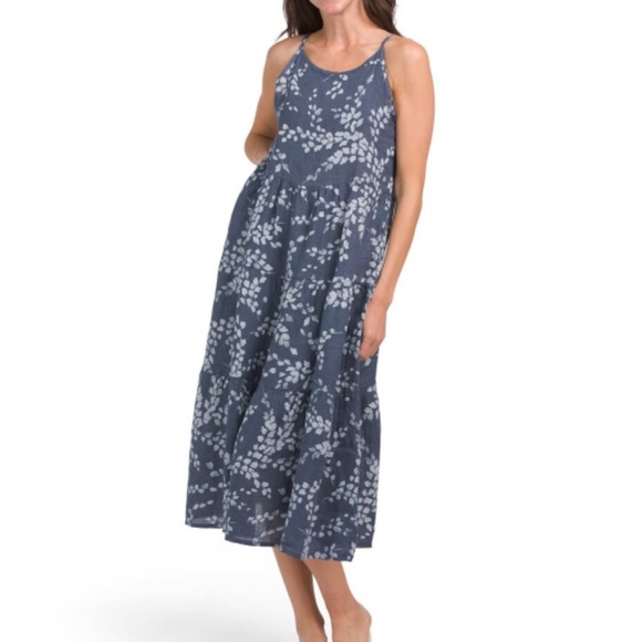 Luisa Perla NWT Made In Italy Sleeveless Button Back 100% Linen Midi Dress Small - Picture 1 of 12